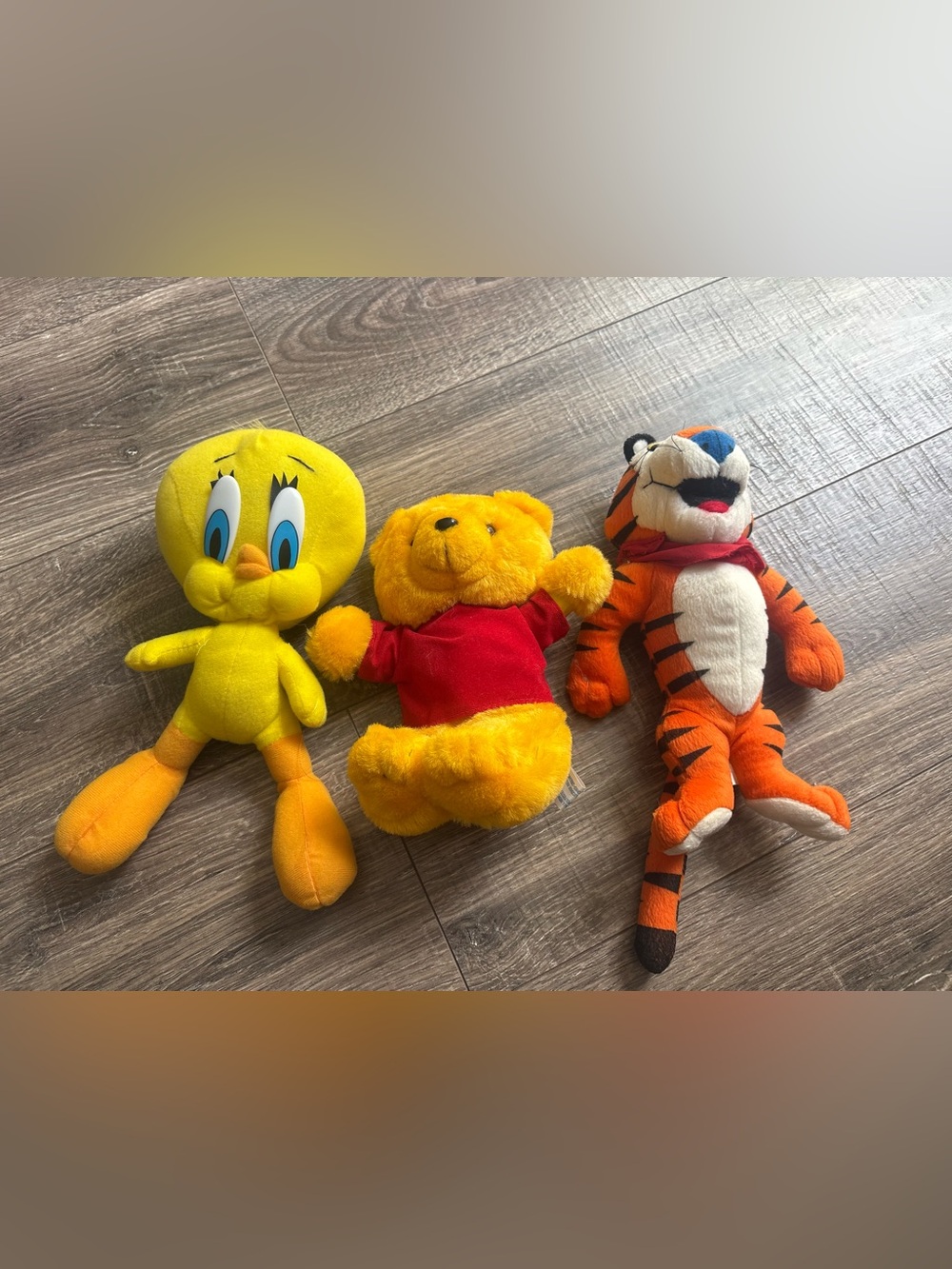 Vintage 1990s plush set- Kellogg’s Tony Tiger, Tweety Bird Looney Tunes, & bear